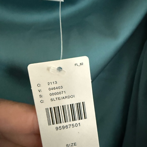 Hutch Asymmetrical One-Shoulder Faux-Feather Scarf Midi Dress Size Medium NWT - Picture 7 of 9